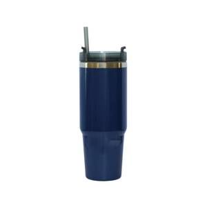 NEW CREATIVE GIFTS INTERNATIONAL stainless steel tumbler with straw in navy